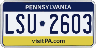 PA license plate LSU2603