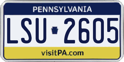 PA license plate LSU2605