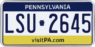 PA license plate LSU2645