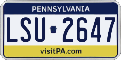 PA license plate LSU2647