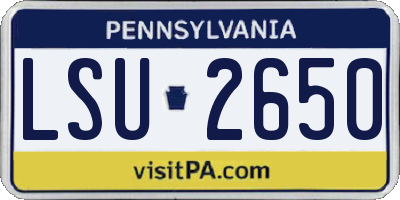 PA license plate LSU2650