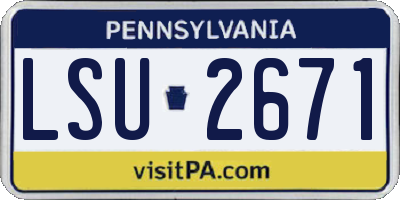 PA license plate LSU2671