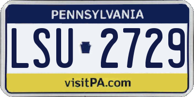 PA license plate LSU2729