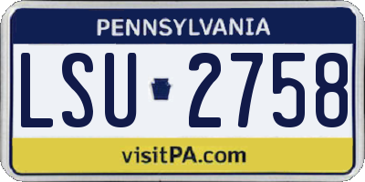 PA license plate LSU2758
