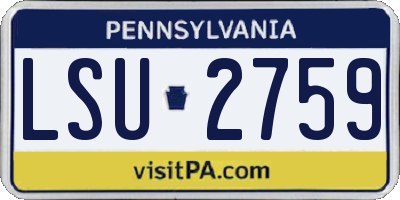 PA license plate LSU2759
