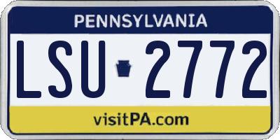 PA license plate LSU2772