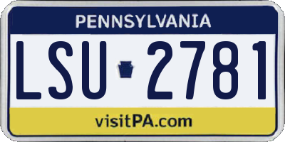 PA license plate LSU2781