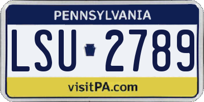 PA license plate LSU2789