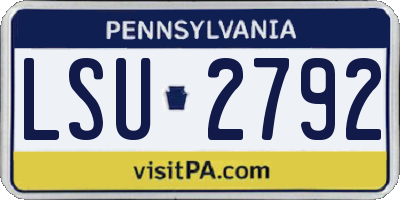 PA license plate LSU2792