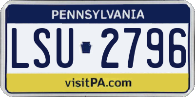 PA license plate LSU2796