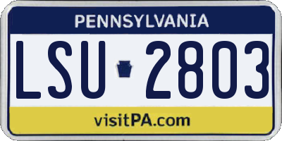 PA license plate LSU2803