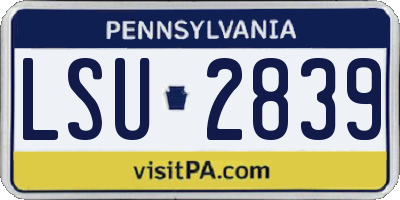 PA license plate LSU2839