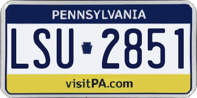 PA license plate LSU2851