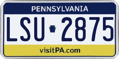 PA license plate LSU2875