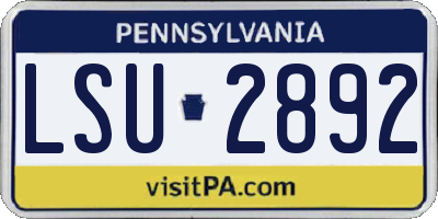 PA license plate LSU2892