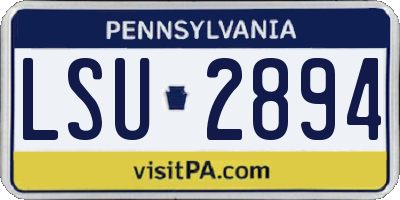 PA license plate LSU2894