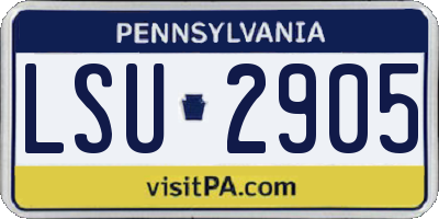 PA license plate LSU2905