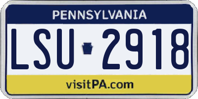 PA license plate LSU2918