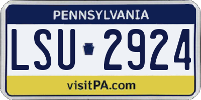 PA license plate LSU2924