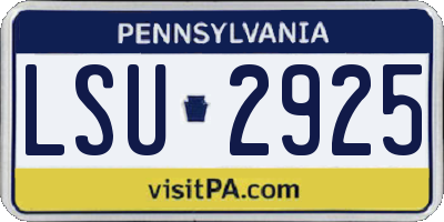 PA license plate LSU2925