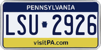 PA license plate LSU2926