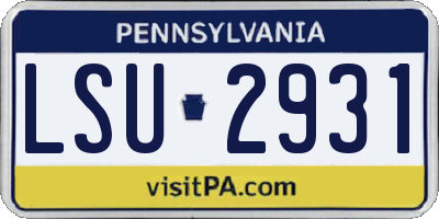 PA license plate LSU2931