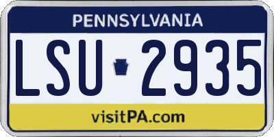 PA license plate LSU2935