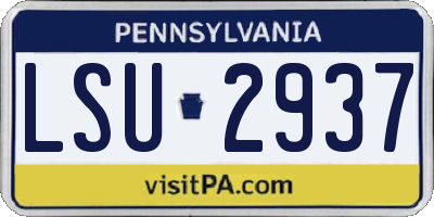 PA license plate LSU2937