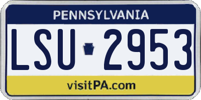 PA license plate LSU2953