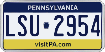 PA license plate LSU2954