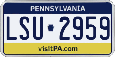 PA license plate LSU2959