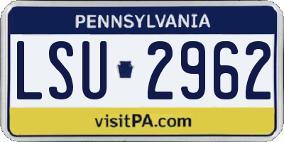 PA license plate LSU2962