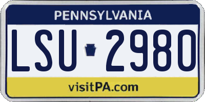 PA license plate LSU2980