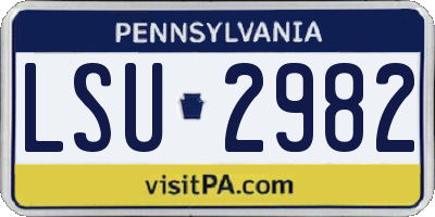 PA license plate LSU2982