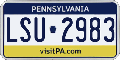 PA license plate LSU2983