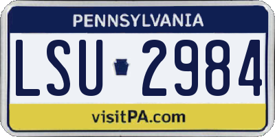 PA license plate LSU2984
