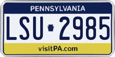 PA license plate LSU2985