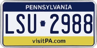PA license plate LSU2988