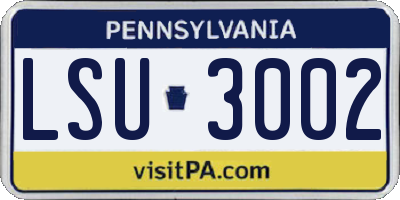 PA license plate LSU3002