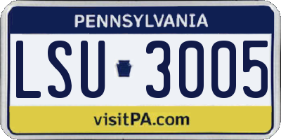 PA license plate LSU3005