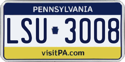 PA license plate LSU3008