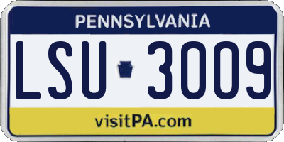 PA license plate LSU3009