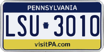 PA license plate LSU3010