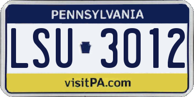 PA license plate LSU3012