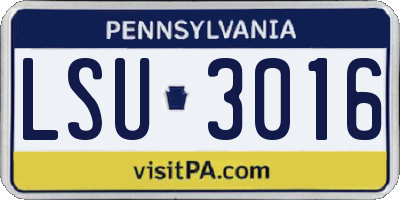 PA license plate LSU3016