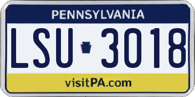 PA license plate LSU3018