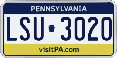 PA license plate LSU3020