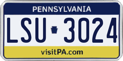 PA license plate LSU3024