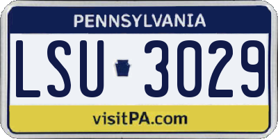 PA license plate LSU3029