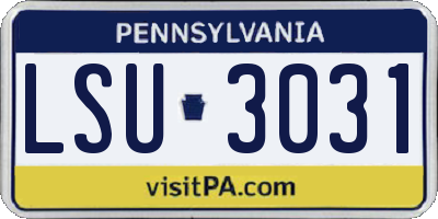 PA license plate LSU3031